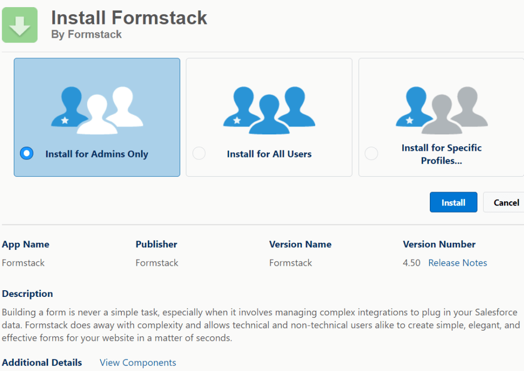 Choosing Users and Admins Access for Formstack Salesforce Integration